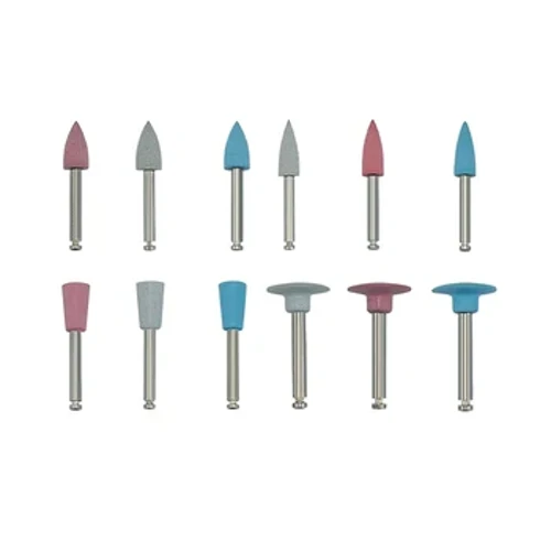 10 pezzi per materiali dentali per macchine a bassa velocità Testine abrasive in silicone dentale Spazzole per lucidatura per lucidatrice per denti