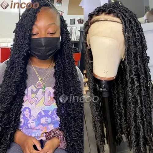 Päiperlek Locs Crochet Hoer Voll Spëtze Synthetesch Perücke 40 Zoll Faux Locs Perücke Box Braid Wig Knotless Gefleckt Spëtze Perücke Mat Baby Hoer