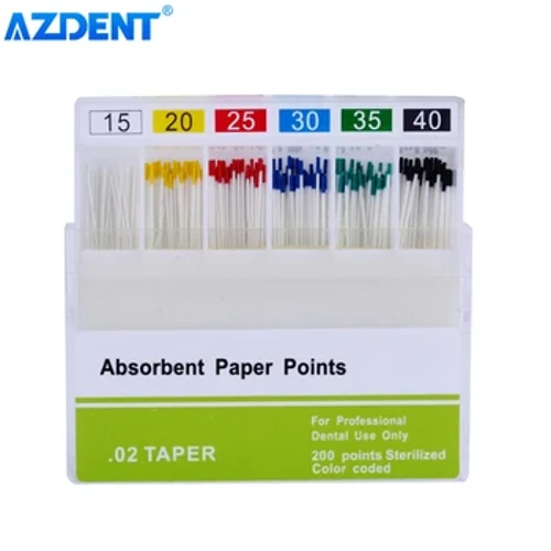 AZDENT Punti di carta assorbente dentale Punte di carta assorbente di umidità Cono 0,02 0,04 0,06 F1 F2 F3 Materiali di consumo per cliniche dentistiche