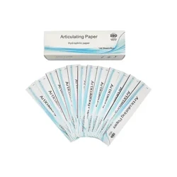 144 fogli/scatola Strisce di carta per articolazione dentale Carta per morsi su entrambi i lati blu/rossa Carta idrofila da 100μm Materiali di consumo Denspay