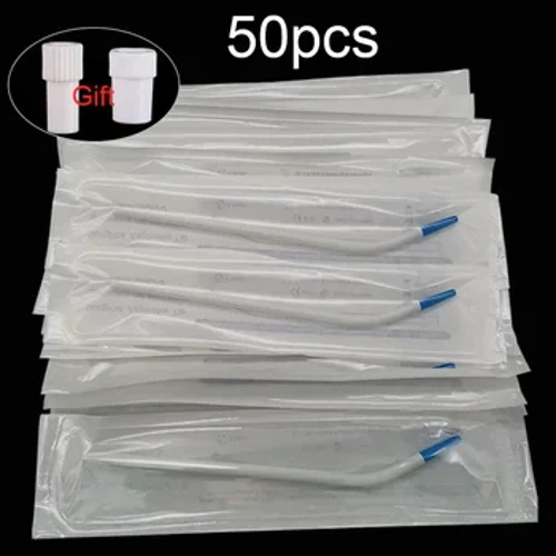 50cc/pecyn Deintydd Clinig Suction Llawfeddygol Awgrymiadau Tiwb sugno gyda Adapter Deunydd Deintyddol Deintyddol Math Slim Hir