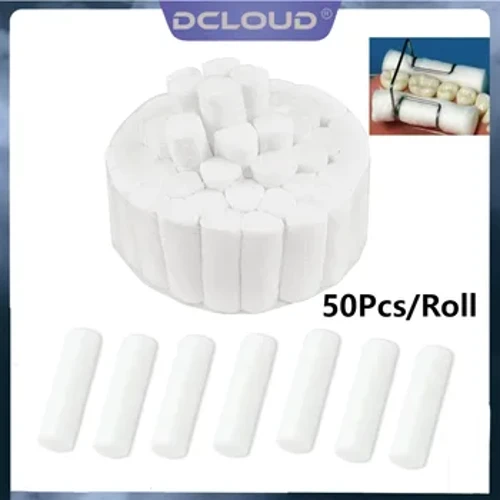 50Pcs/Rolg Gwlân Cotwm Deintyddol tafladwy Dannedd Meddygol Llawfeddygol Traul Dannedd Amsugnol Uchel Dannedd Whitening Deintyddiaeth
