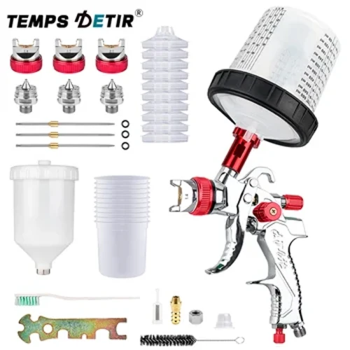 1,4 mm 1,7 mm 2,0 mm professioneel HVLP-spuitpistool thuis automatisch verfspuitpistool, 600 ml geen schone wegwerpmaatbeker 10 stuks