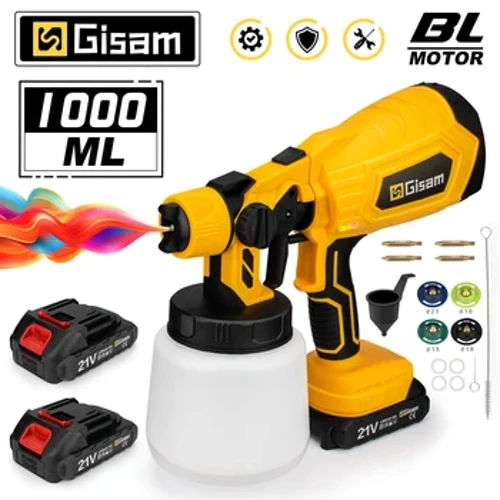 Gunna Sprae Leictreach 1000ML Scuab HVLP Spraeire Péinte Gan sreang Troscán Gluaisteán Brush Aeir Cumhdach Cruach Do Battery Makita 18V