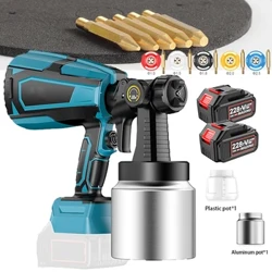 Gunna Sprae Leictreach 1000ML Spraeire Péinte Gan sreang Troscán Gluaisteán Cumhdach Cruach Airbrush 5 Nozzle Comhoiriúnach le haghaidh Battery Makita ﻿