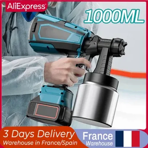 Điện 1000ML Không Dây Xịt Cao Cấp HVLP Máy Phun Sơn Tự Động Đồ Nội Thất Thép Lớp Phủ Bình Bơm Phun Cho Makita Pin 18V