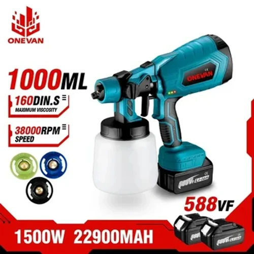 ONEVAN 1000ML ไร้สายไฟฟ้าสเปรย์ปืนในครัวเรือนฆ่าเชื้อฆ่าเชื้อแบบพกพา Paint Sprayer สำหรับ Makita 18v แบตเตอรี่