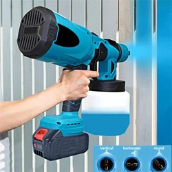 Gwn Chwistrellu Trydan 800ML Pŵer Uchel Chwistrellwr Paent Diwifr HVLP Dodrefn Auto Cotio Brws Awyr Dur Ar gyfer Batri Makita 18V