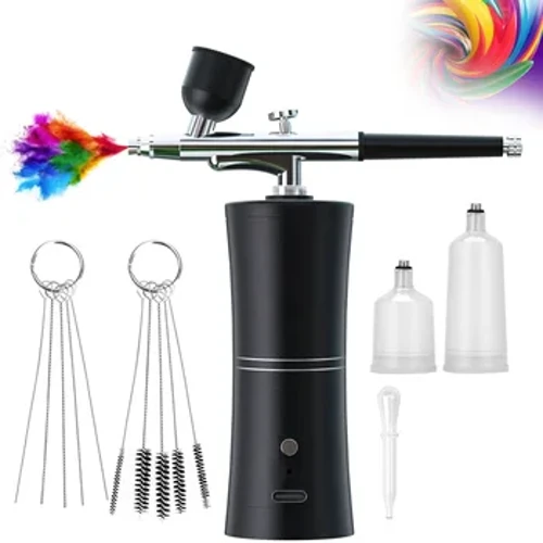 Aerógrafo sem fio com compressor, kit recarregável, pistola de ar, aerógrafo para beleza facial, arte em unhas, tatuagem, artesanato, pintura de bolo