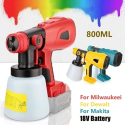Điện 800ML Xịt Không Dây Máy Phun Sơn Đồ Nội Thất Thép Lớp Phủ Bình Bơm Phun Cho Makita/Dewalt/Milwaukee Pin 18V