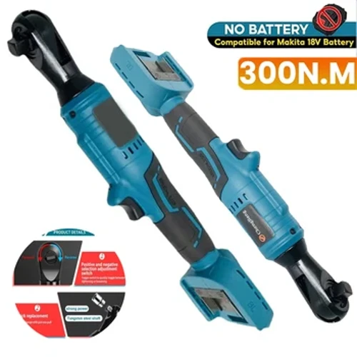 Yüksek kaliteli Elektrikli Cırcır Anahtarı 1/2 ''Dik Açı Cırcır Makita 18 V Pil El Aletleri Anahtarı Mavi 300nm 2800r/dak