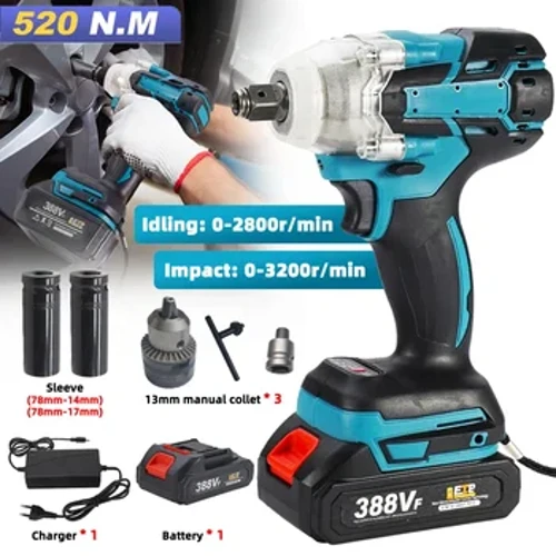 520N.m Điện Không Dây Tác Động Cờ Lê Điện Không Chổi Than Cờ Lê Máy Khoan Cầm Tay Ổ Cắm Điện Công Cụ Makita 388V