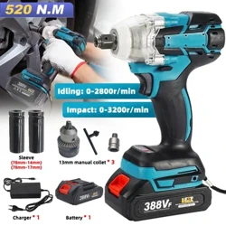520N.m Điện Không Dây Tác Động Cờ Lê Điện Không Chổi Than Cờ Lê Máy Khoan Cầm Tay Ổ Cắm Điện Công Cụ Makita 388V