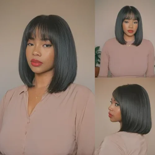 SNQP 36cm Pōkole Pololei ʻEleʻele Wig Hou ʻO ka lauoho lauoho ʻano hou no nā wahine i kēlā me kēia lā ʻo ka pāʻina ʻo Cosplay i ka wela synthetic wig maoli.