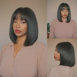 SNQP 36cm Pōkole Pololei ʻEleʻele Wig Hou ʻO ka lauoho lauoho ʻano hou no nā wahine i kēlā me kēia lā ʻo ka pāʻina ʻo Cosplay i ka wela synthetic wig maoli.