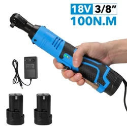 Cờ lê điện không dây 18V 100Nm Cờ lê góc phải Ratchet Tác động có thể sạc lại 3/8 inch Bộ công cụ sửa chữa ô tô Cờ lê góc