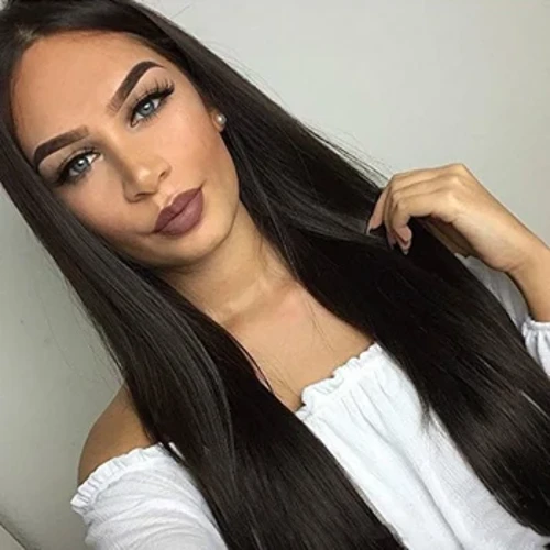 Synthetic Long Straight Natural Black Middle Part Wig para sa White Women Afro Daily Cosplay Party Hair Heat Resistant Fiber