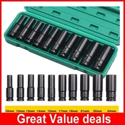 1/2 Tác Động Sâu Cờ Lê 8-24mm Bộ Ổ Cắm Lục Giác 80mm Chiều Dài Cơ Xưởng Công Cụ Lục Giác Thép Carbon Cao Cấp điện tay