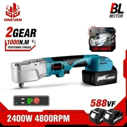 ONEVAN 1000NM Fırçasız 1/2 ''Elektrikli Cırcır Anahtarı 4800 RPM Kaldırma vida somunu Araba Tamir Güç Aracı Makita 18 V Pil