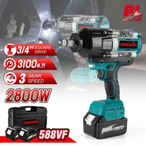 3100N.M Mô Men Xoắn Điện Không Chổi Than Tác Động Cờ Lê 3 Bánh Răng Cờ Lê Điện Không Dây Tua Vít Điện Dụng Cụ Makita Pin 18V