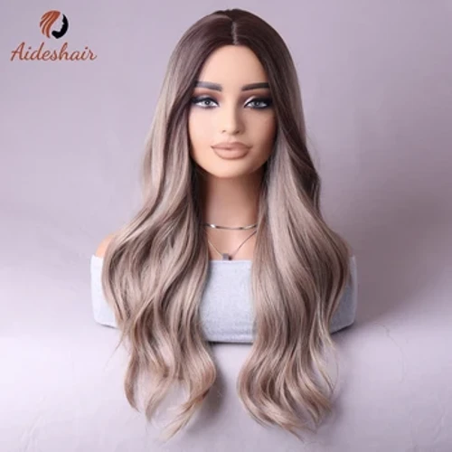 Wig dhearg fíon chatach fhada faisin Aideshair le gruaig shintéiseach donn éadrom resistant teasa Wig páirtí Cosplay