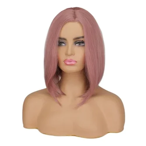 ʻO Bob Short Straight Synthetic Wigs Nā lauoho ʻulaʻula no nā wahine i kēlā me kēia lā ʻo Cosplay Party Wigs pale i ka wela