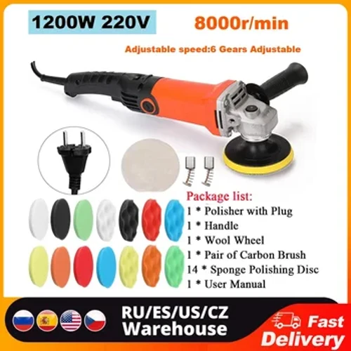 1200W 220V Điều chỉnh tốc độ xe điện Máy đánh bóng Máy đánh bóng nội thất ô tô Công cụ đánh bóng nội thất ô tô