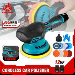 6000 RPM Trådløs Mini Polermaskine Bil Polermaskine 12V Elbiler Polermaskiner Justering 6 Speeds Auto Detailing Tool