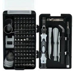 116 i 1 precisionsskruvmejselsats Magnetisk skruvmejselbit för IPhone PC Klocka Glasögon Professionell reparationsverktygssats Svart
