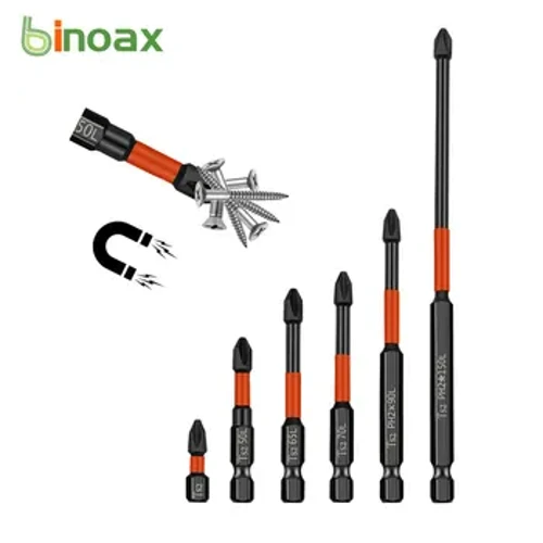 Binoax 5/6pcs PH2 Magnetig Cross Bit Set Phillips Effaith Batsh Pen Hardness Sgriwdreifer Bit Screw Driver Hand Offer