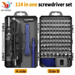 Set de șurubelnițe 114 în 1 Set de șurubelnițe magnetice Set de instrumente pentru repararea telefonului pentru PC Șurubelniță hexagonală Torx de precizie Unelte de mână