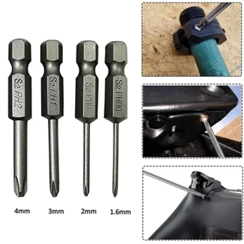 4 Stuks 50 Mm Cross Schroevendraaier Bits 1/4 Inch Hex Shank Elektrische Schroevendraaier Bit Gelegeerd Staal Magnetische Schroef drive Handgereedschap PH00 PH1