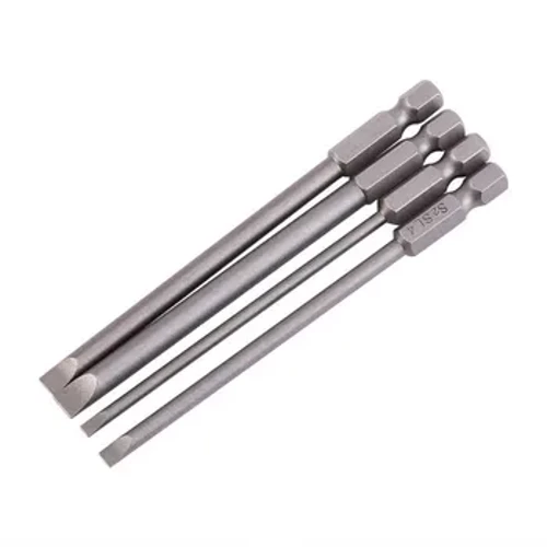 4 db hornyolt csavarhúzó bit 100mm 3mm-6mm mágneses lapos fejű 1/4'' hatlapú csavarhúzó kézi javítószerszámokhoz Tartozékok