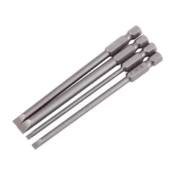4 Pcs Slotted Obeng Bit 100 Mm 3 Mm-6 Mm Kepala Datar Magnetik 1/4 ''Hex Shank Screw Driver untuk Tangan Perbaikan Aksesoris Aksesoris