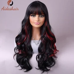 Perruque synthétique longue bouclée ondulée pour femmes, cheveux dégradés noirs, perruque européenne et américaine pour usage quotidien en fête