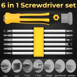 Set de șurubelnițe 6 în 1 Set de șurubelnițe magnetice de precizie, hexagonale, prune, în formă de Y, în formă de triunghi, truse de scule manuale pentru reparații