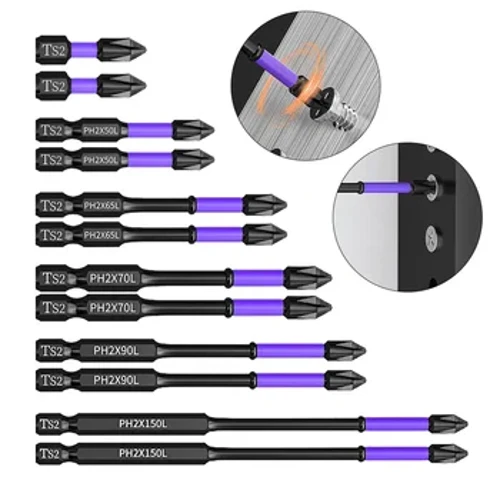 2pcs Non-slip PH2 Magnetic Batch Head Cross Screwdriver Maa'a vili Pisi Siu Meafaigaluega lima 25/50/65/70/90/150mm