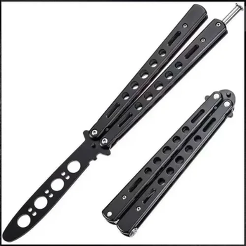 Cuchillo de mariposa plegable portátil, herramienta de entrenamiento de práctica de bolsillo de acero inoxidable para juegos al aire libre, movimientos de mano