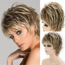Thời Trang Nữ Ngắn Tổng Hợp Bộ Tóc Giả PIXIE Cắt Tóc Vàng Ombre Tóc Trang Phục Đảng Bộ Tóc Giả Dành Cho Người Phụ Nữ Lông Tơ Xoăn Tự Nhiên Lượn Sóng tóc Giả