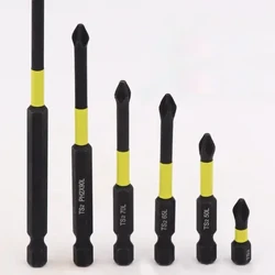 1pc 25-150mm Pen swp gwrthlithro magnetig PH2 sgriwdreifer croes Hex Shank Sgriwdreifer Trydan Melyn Darnau Gwrth-lithro Offer Llaw
