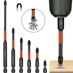 1-5pc Magnéitescht Kräiz PH2 Bit S2 Legierung Impakt Batch Kapp Hardness Schrauwendréier Bit Anti-Rutsch Schrauwentreiber Hand Drill Bit Tools