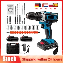 21V Tác Động Máy Bắt Vít Không Dây 1600 Vòng/phút Tốc Độ Cao Máy Khoan Pin Sạc Máy Khoan Hộ Gia Đình Dụng Cụ Điện Với Mũi Khoan
