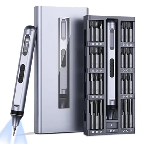 52 in 1 Elektrikli Hassas Tornavida Seti 48 Manyetik Matkap Uçları ile Kamera PC iPhone Izle için LED Akülü Onarım Aracı