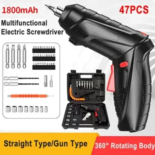 Elektr tornavida simsiz 47 in 1 aylantiruvchi 90 daraja qayta zaryadlanuvchi ko'chma tornavida Uy ofis uchun DIY asboblari uchun LED bilan