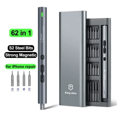 62 an 1 Elektresch Schrauber Set Präzisioun Handle Portable Power Tool Kit Wireless Cordless Neie Kleng Bit fir Telefon Watch Reparatur