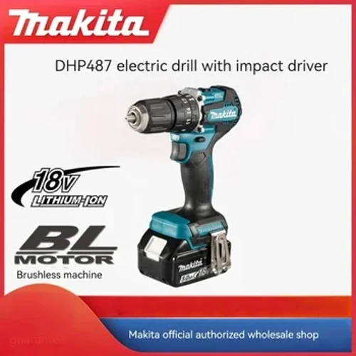 Makita DHP487 10mm 18V Li-Ion LXT Fırçasız Sürücü şarj edilebilir fırçasız tornavida darbeli elektrikli matkap akülü