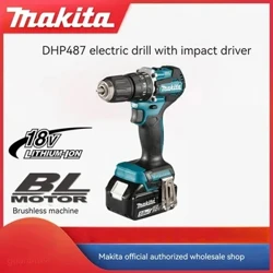 Makita DHP487 10mm 18V Li-Ion LXT Tiománaí Brushless scriúire in-athluchtaithe tionchar scriúire gan sreang cumhacht leictreach druileáil gan sreang