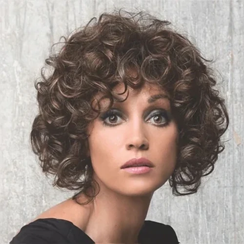 HAIRJOY ​​– perruques synthétiques brunes pour femmes, perruques bouclées résistantes à la chaleur, perruques courtes confortables pour fêtes quotidiennes