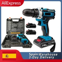 Cordless Impact Drill Electric Screwdriver Rechargeable Handheld Hammer Drill Power Tool 32 Torque Driver na May 2 baterya