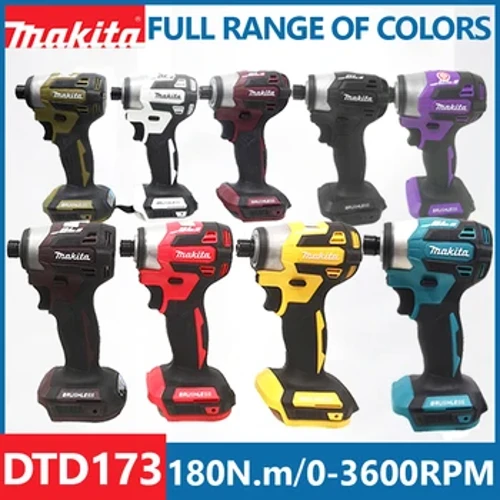 Gyrrwr Effaith Diwifr Makita DTD173 18V LXT BL Dril Trydan Modur Di-frws Pren/Bollt/Modd T 180 N·M Offer Pŵer Aildrydanadwy